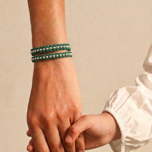 THANK YOU 925 silver beads bracelet in Antique Green color