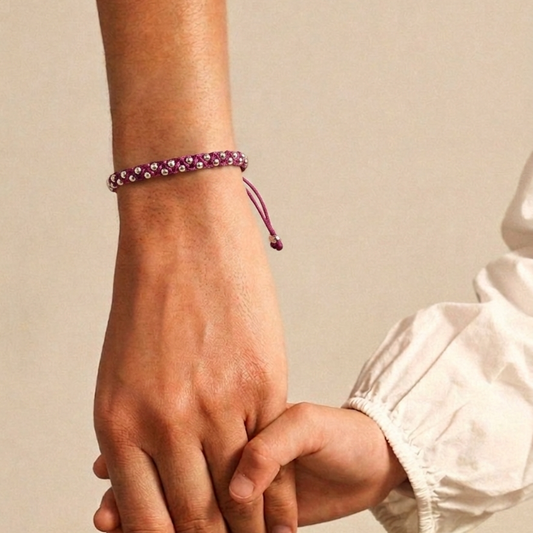 ADORE YOU 925 silver beads bracelet in Dusty Rose color