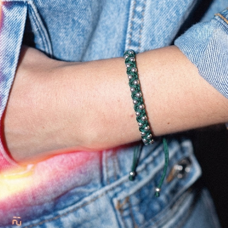 ADORE YOU 925 silver beads bracelet in Antique Green color