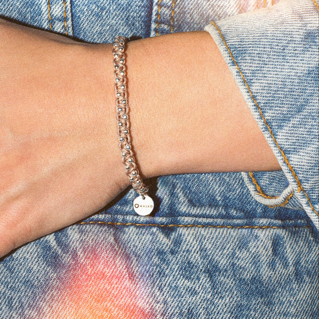 ADORE YOU 925 silver beads bracelet in Rose Bisque color